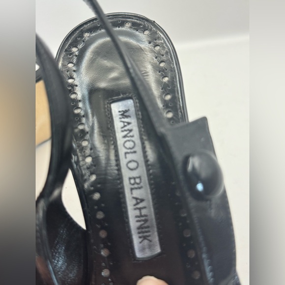 Flawed Manolo Blahnik Women’s Size 36.5 US 6.5 Didion Slingback Pump Black - Picture 12 of 14